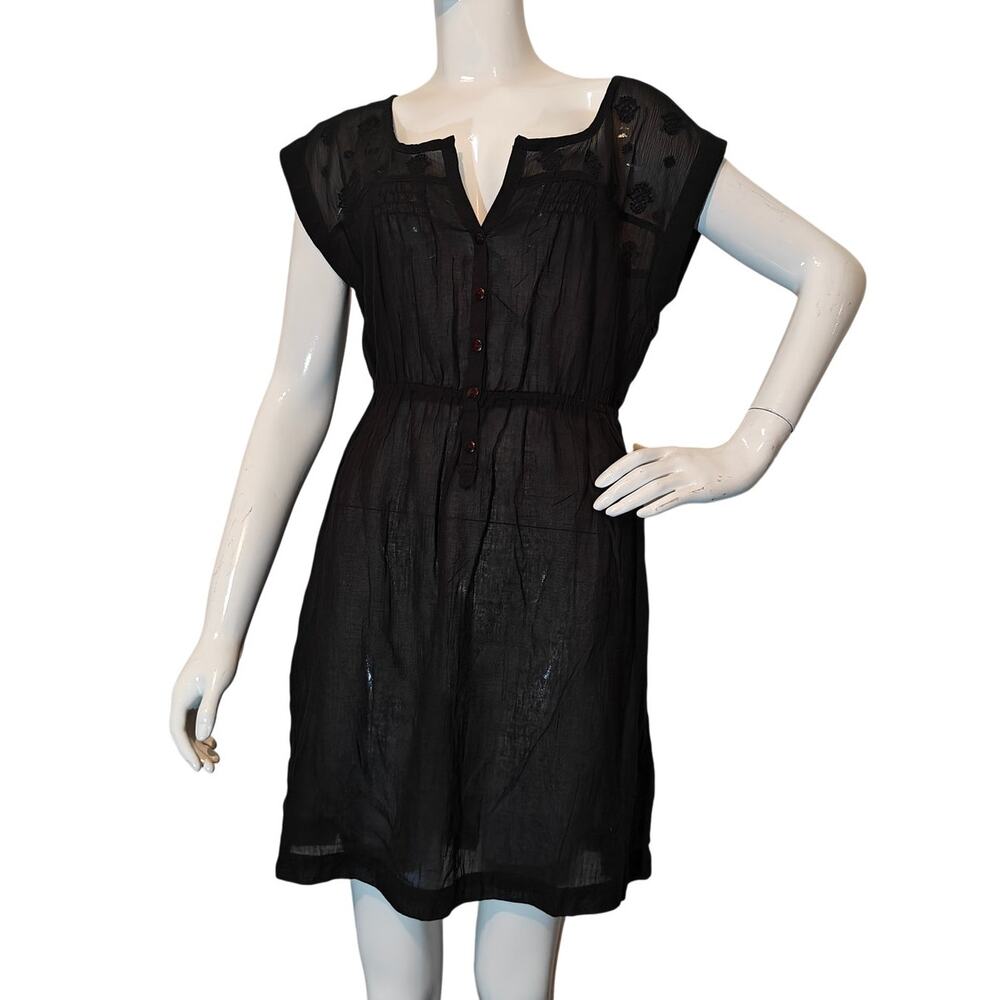 NWT American Eagle Black Sheer Embroidered Boho Mini Dress Medium